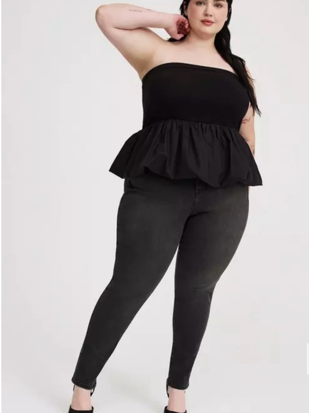 torrid Black Poplin Bubble-Hem Top